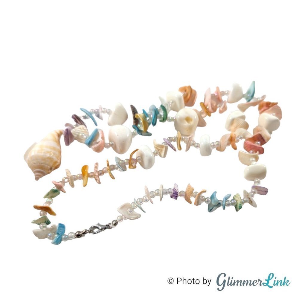 Conch Shell & Shell Chip Multicolor Pastel Beaded… - image 6